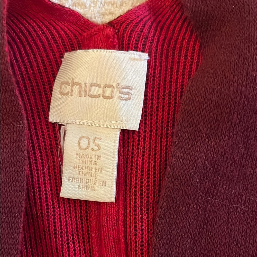 Chicos one size sweater poncho with fringe, plum outside, raspberry inside, warm - Picture 4 of 9